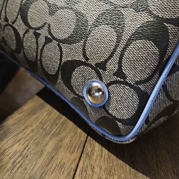 Coach Signature Stripe Coated Canvas Large Shoulder Bag - Picture 10 of 13